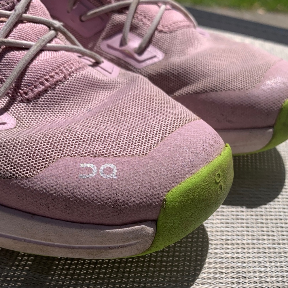 On Running Kids Pink Running Sneakers with Lime Accent
